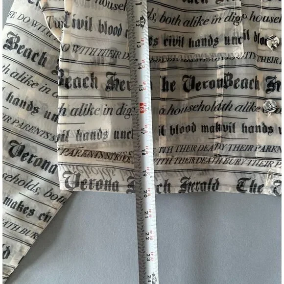 🎉5 for $45🎉NWT Forever 21 Rome & Juliet Top Blouse Size 0X News Paper Print - Picture 9 of 11